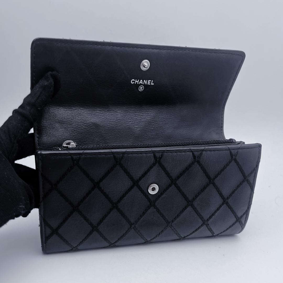 箱無し！即決フォロー割！シャネル マトラッセ ステッチ黒財布 正規保証2919.