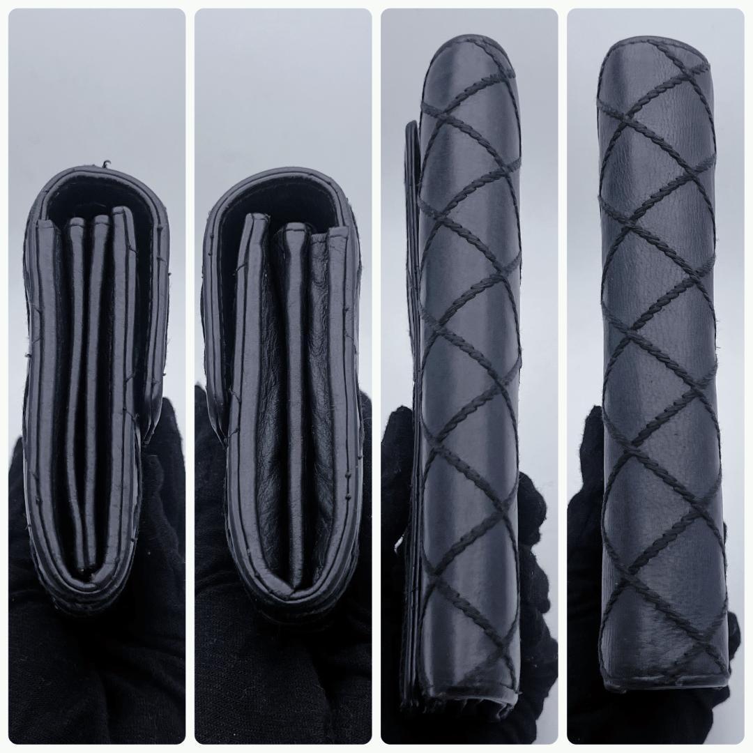 箱無し！即決フォロー割！シャネル マトラッセ ステッチ黒財布 正規保証2919.