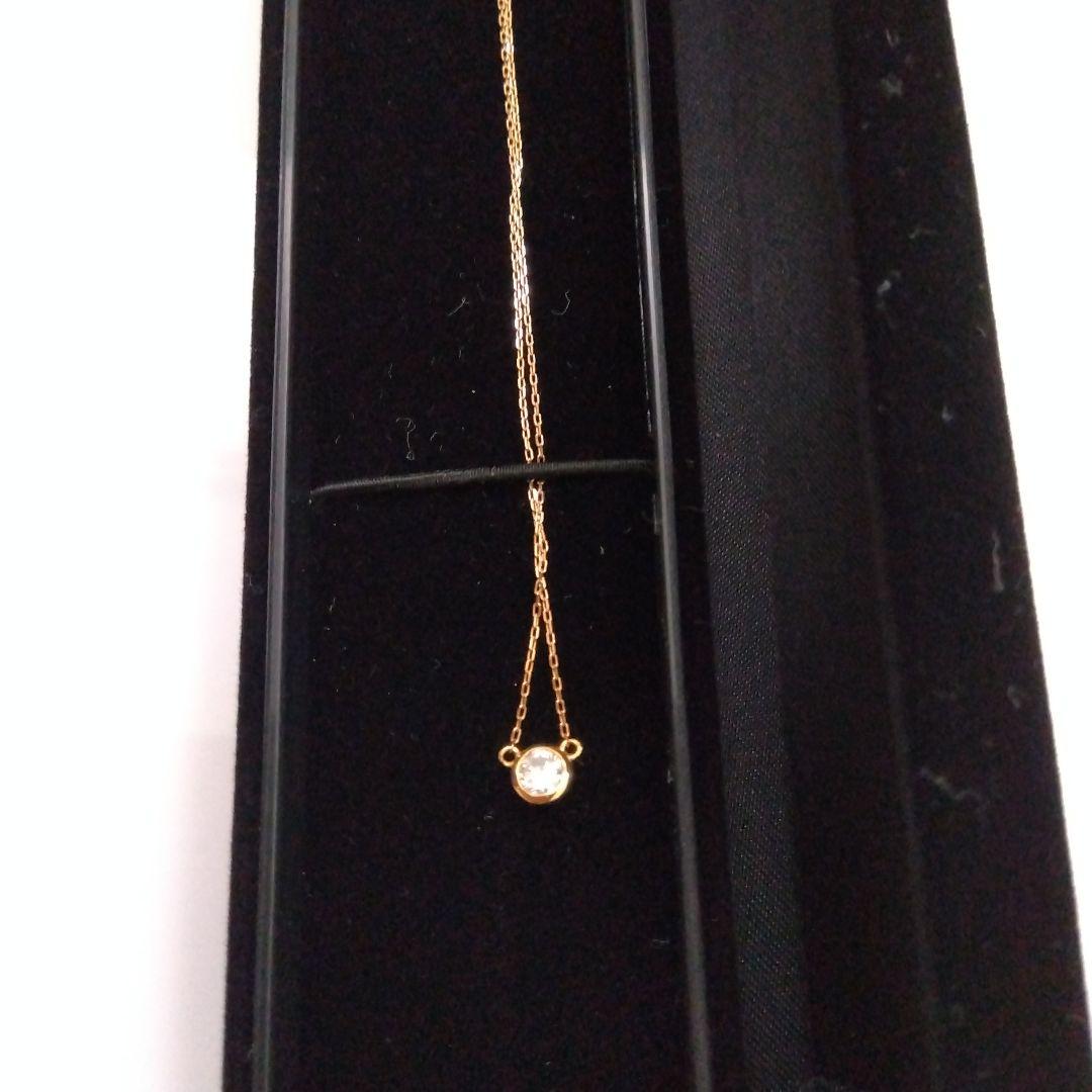 ゴールド シンプルネックレス クリスタル付き 約40cm