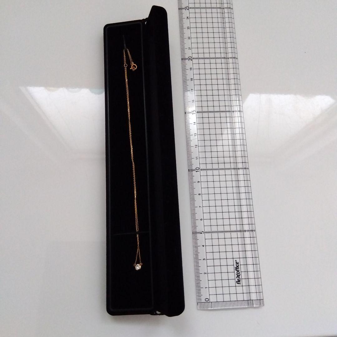 ゴールド シンプルネックレス クリスタル付き 約40cm