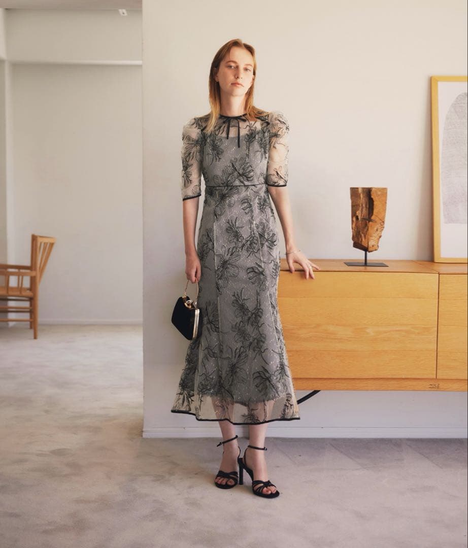 【さぁや】LEJAマーメイドフレアロングワンピースドレス　ブルー　Sサイズ