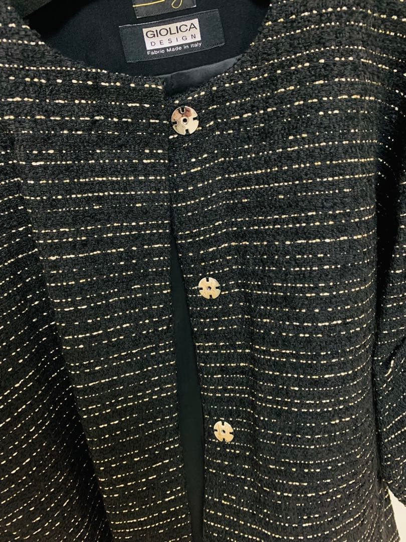 Aga GIOLICA DESIGN ノーカラーツイードジャケット定価46000