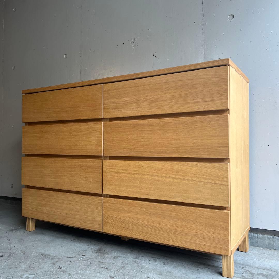 美品・廃盤希少★無印 木製チェスト４段・幅１２０ｃｍ・タモ材・ナチュラル
