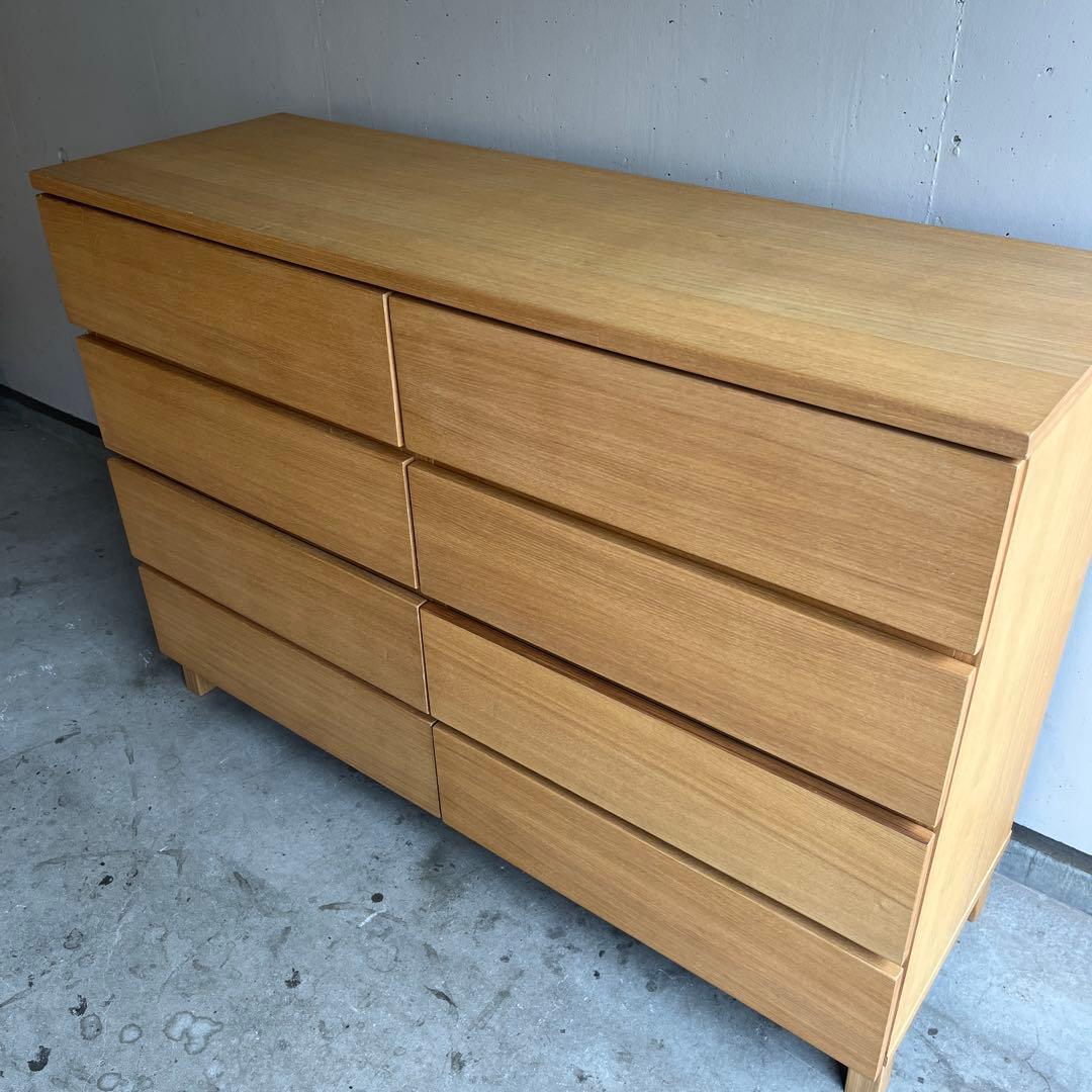 美品・廃盤希少★無印 木製チェスト４段・幅１２０ｃｍ・タモ材・ナチュラル