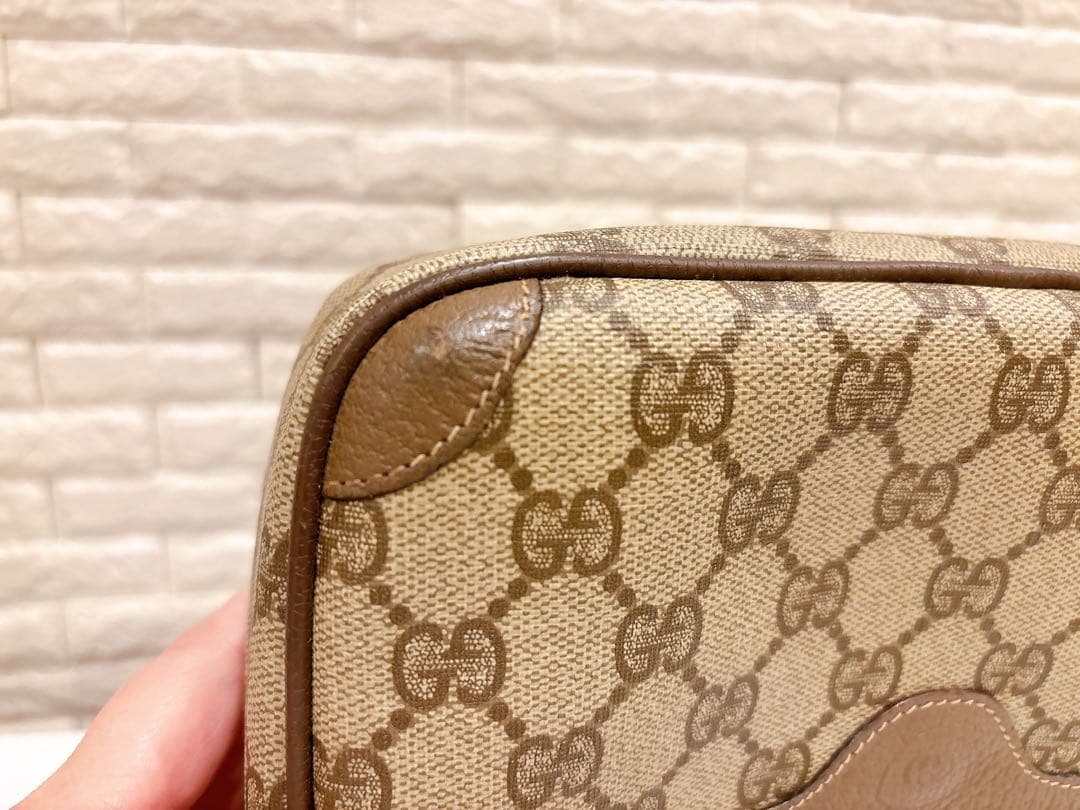 【美品】GUCCI オールドグッチ ショルダーバッグ　ブラウン ロゴ レザー