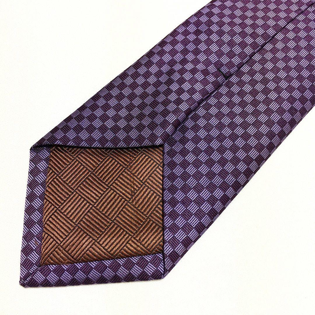 未使用級 ルイヴィトン Louis Vuitton ネクタイ パープル ダミエ