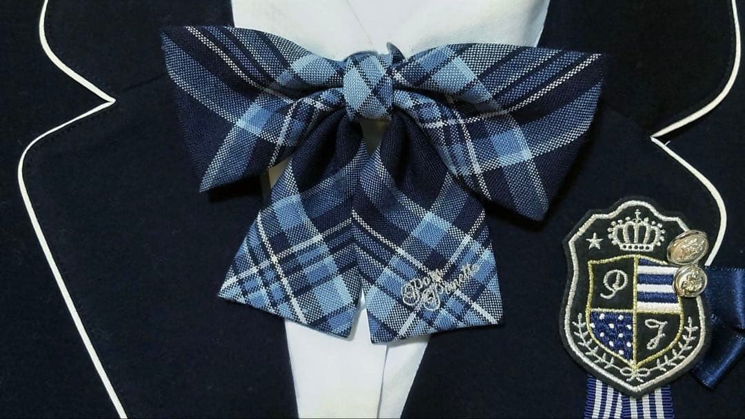ポンポネット 卒業式スーツ ブレザー・スカート・リボン・エンブレム4点セット