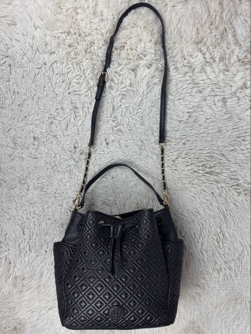 極美品 トリーバーチ レザー 2way 巾着 斜め掛け フレミング 黒 ブラック