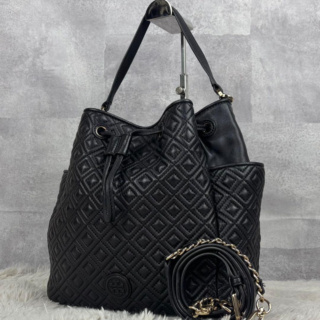 極美品 トリーバーチ レザー 2way 巾着 斜め掛け フレミング 黒 ブラック