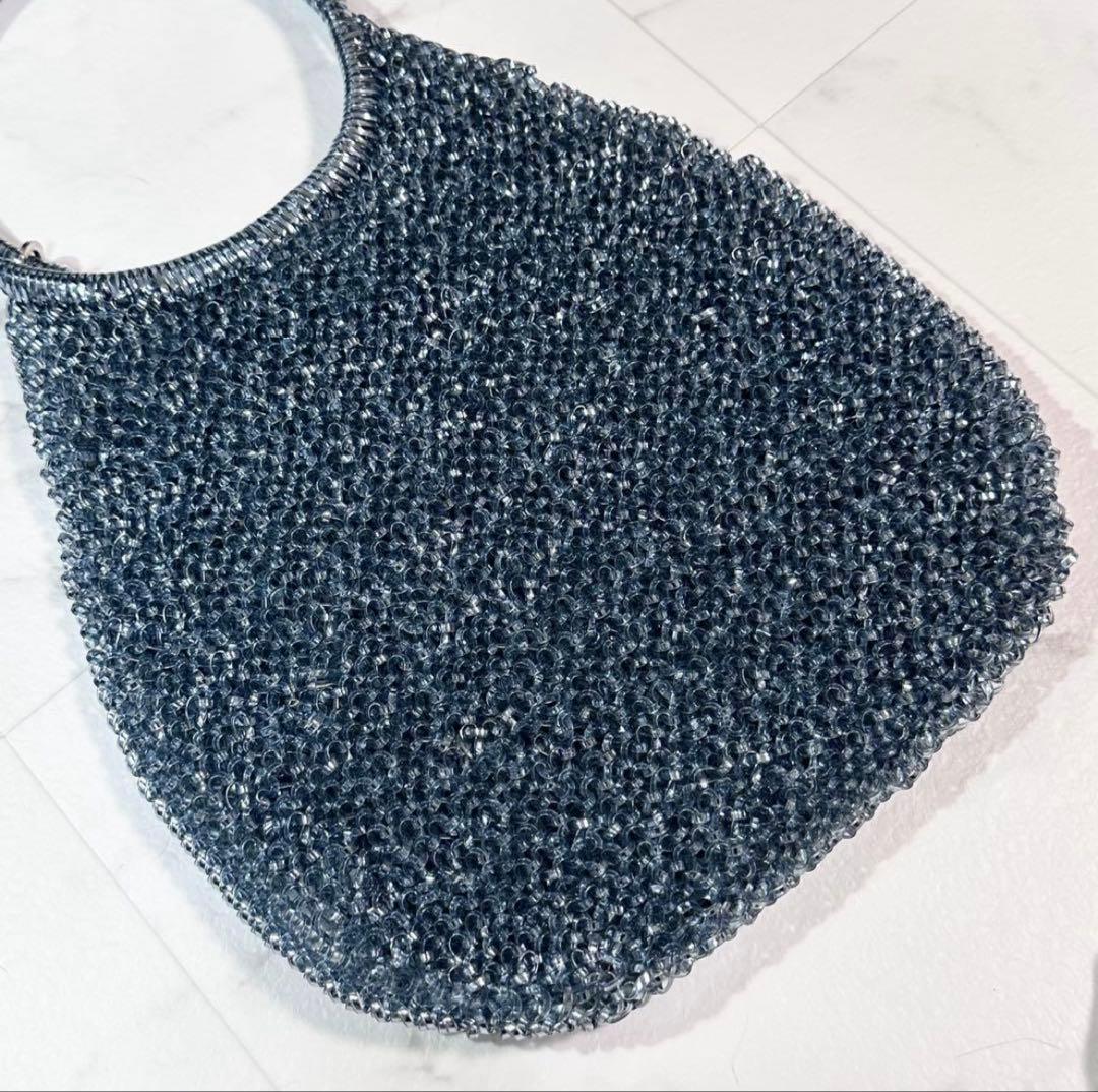 美品 アンテプリマ ワイヤーバッグ スタンダード ラウンド シルバーブルー 希少