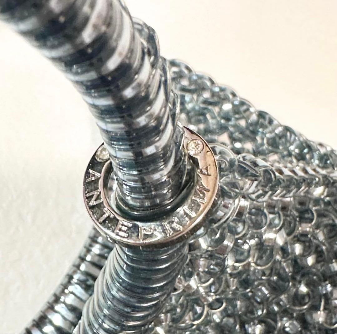 美品 アンテプリマ ワイヤーバッグ スタンダード ラウンド シルバーブルー 希少