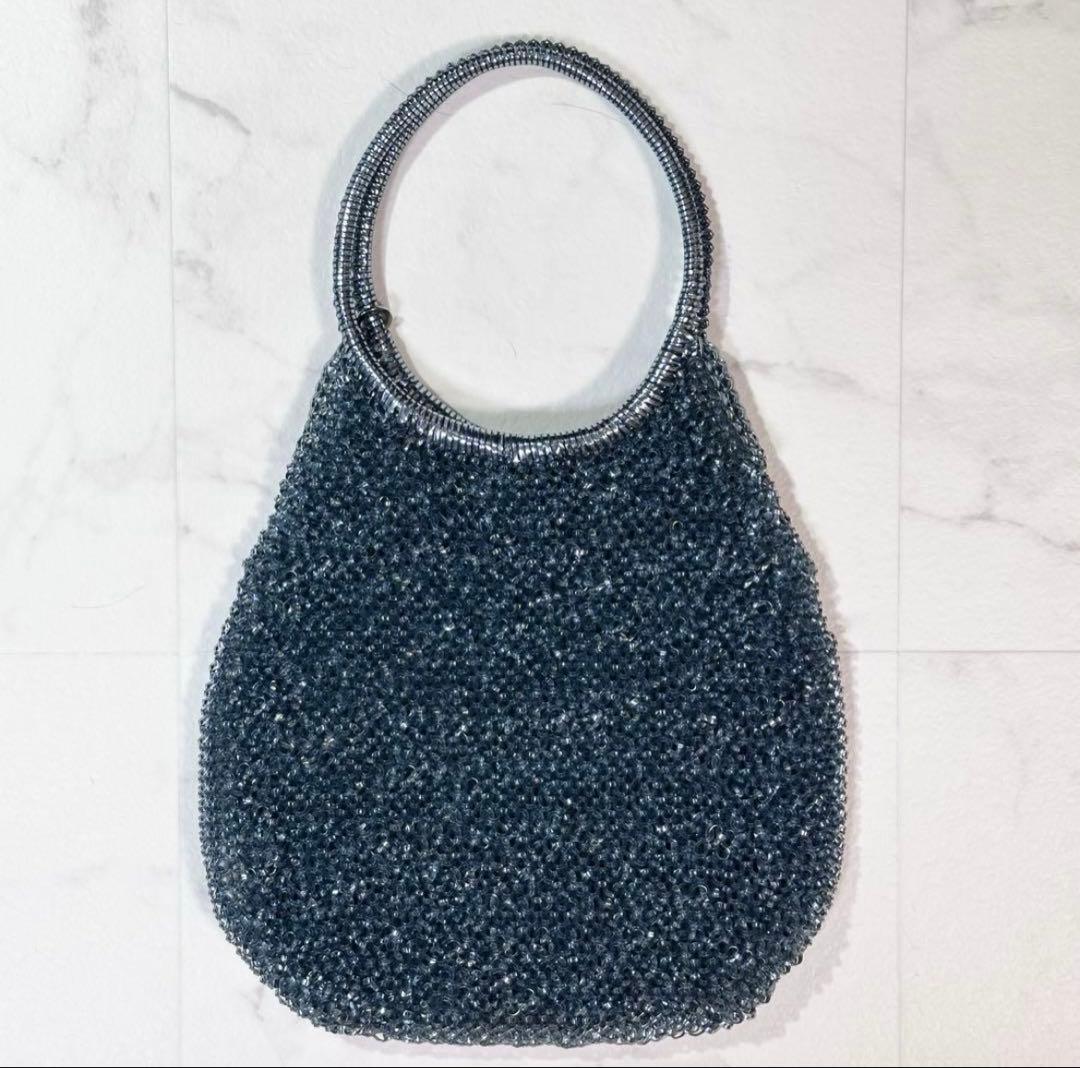 美品 アンテプリマ ワイヤーバッグ スタンダード ラウンド シルバーブルー 希少