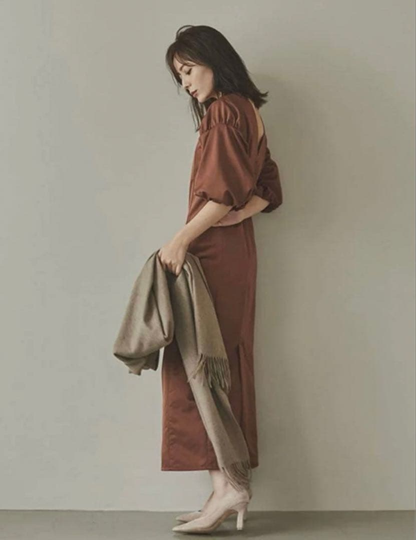 anuans　オケージョン　バルーンスリーブストレートワンピース ワンピース