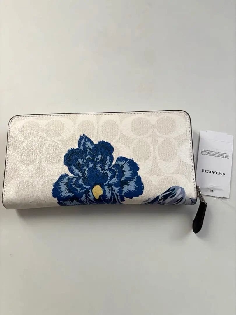 【訳あり】COACH 花柄 長財布 ホワイト