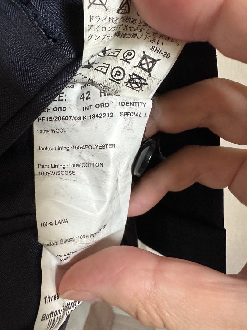 LARDINI ダークブルー ストライプ スーツジャケット