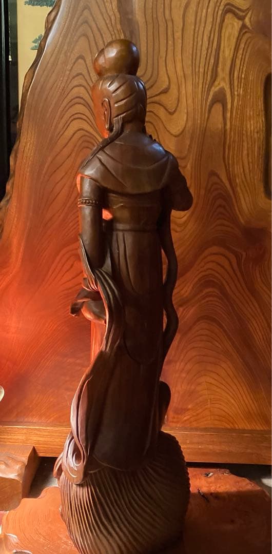 魚藍観音菩薩像 木彫 木製 仏像 仏教 置物