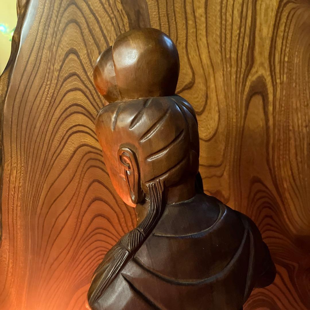 魚藍観音菩薩像 木彫 木製 仏像 仏教 置物