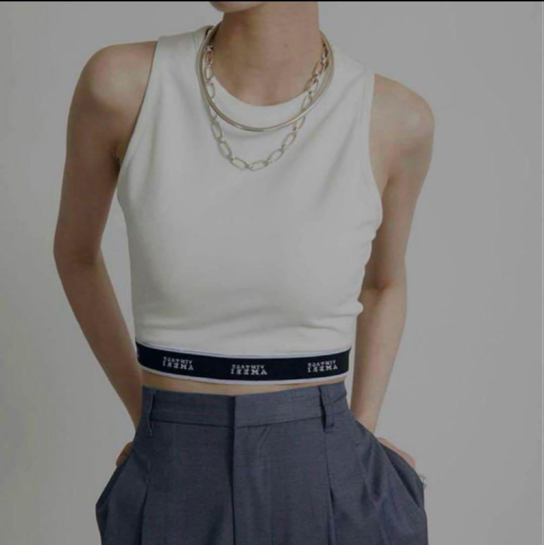 【新品】ameri vintageロゴ タンクトップ　黒　ロゴテープ