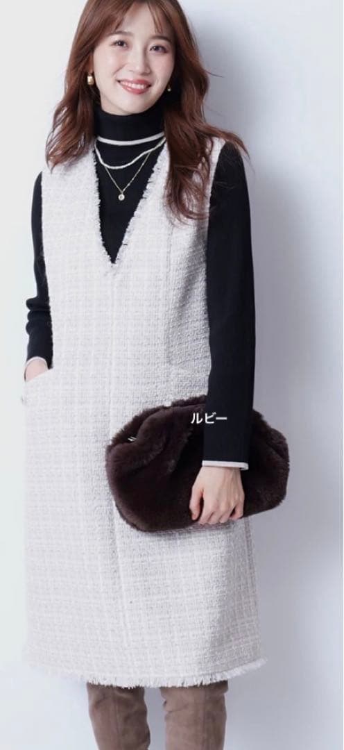 ジャスグリッティー　完売品　希少色　マルイ限定　新品・定価以下ツイードワンピース