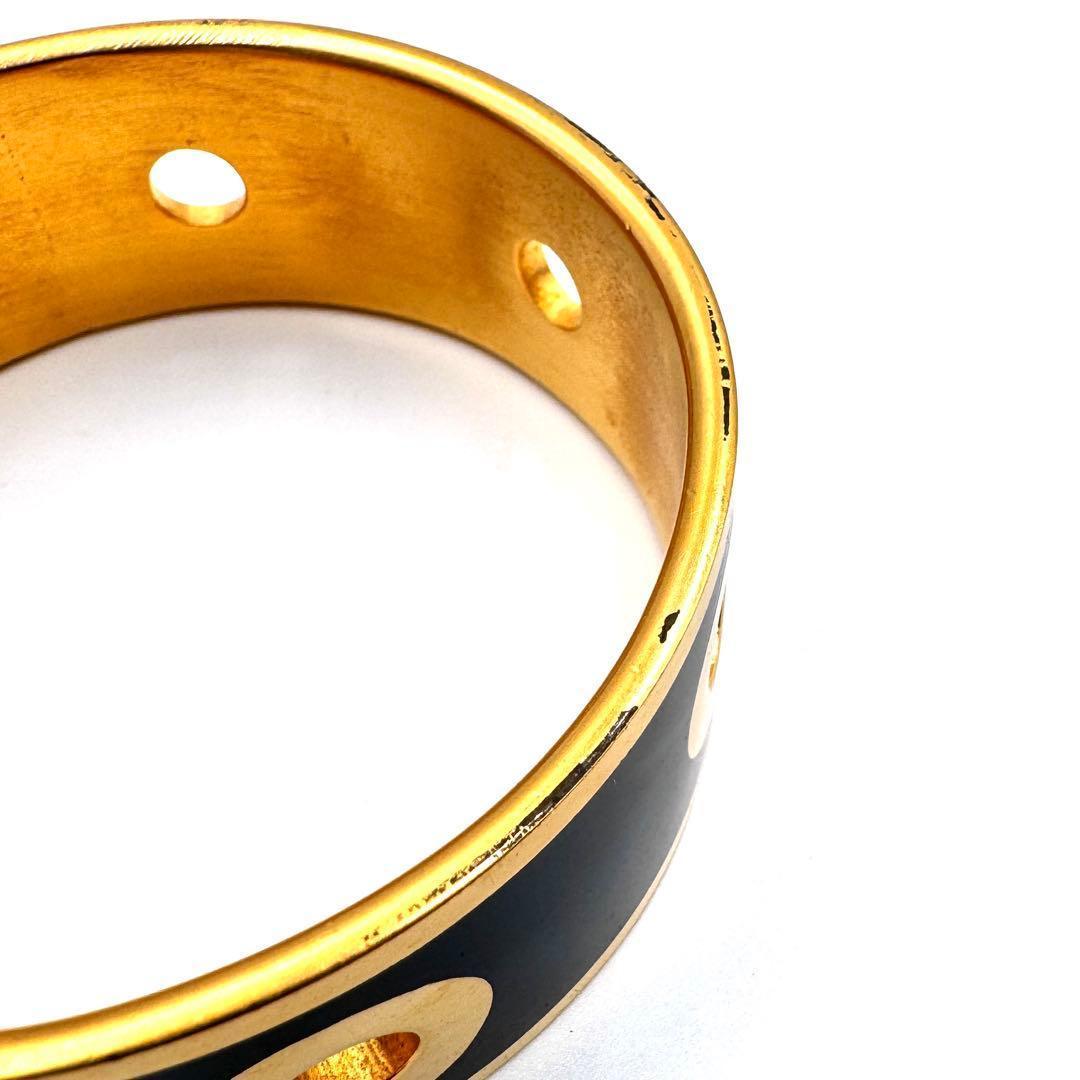 美品✨　セリーヌ　バングル　正規品　ゴールド　ブレスレット　イタリア製　黒　LF