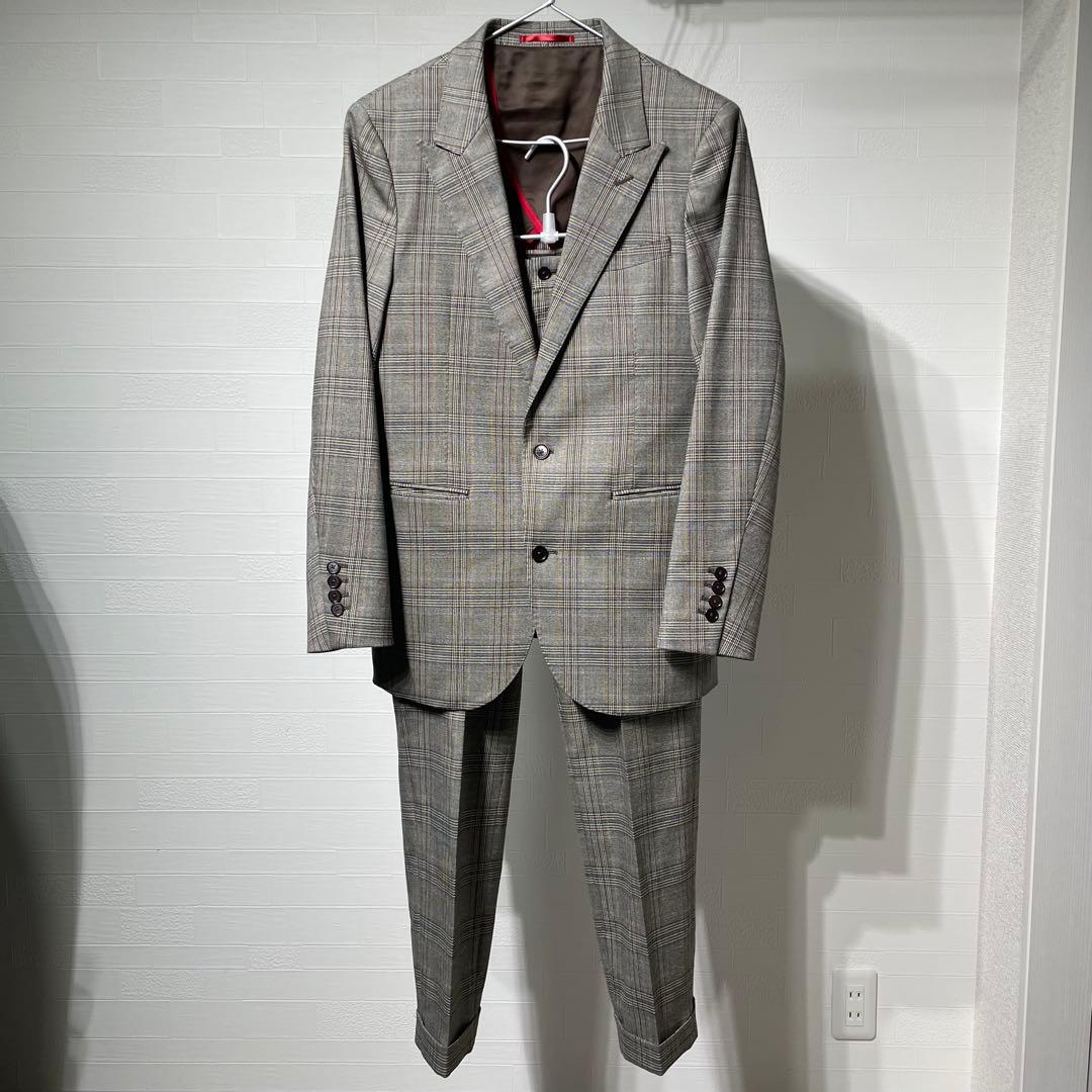 美品　ドレステリア　ストレッチ　セットアップスーツ　グレンチェック