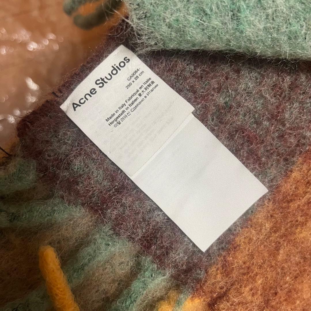 Acne Studios マフラー モヘアチェックスカーフ ブラウン/イエロー
