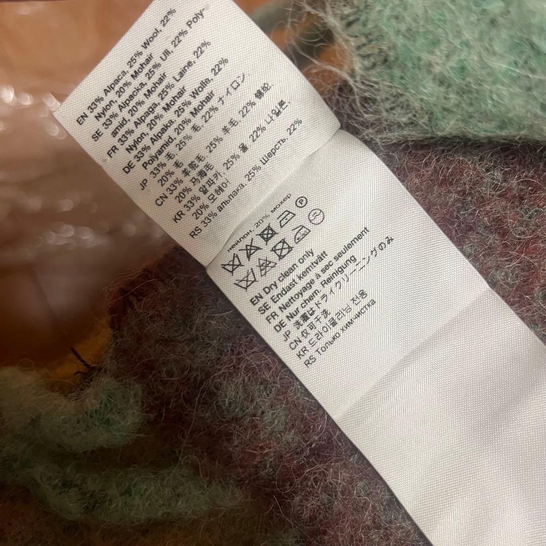 Acne Studios マフラー モヘアチェックスカーフ ブラウン/イエロー