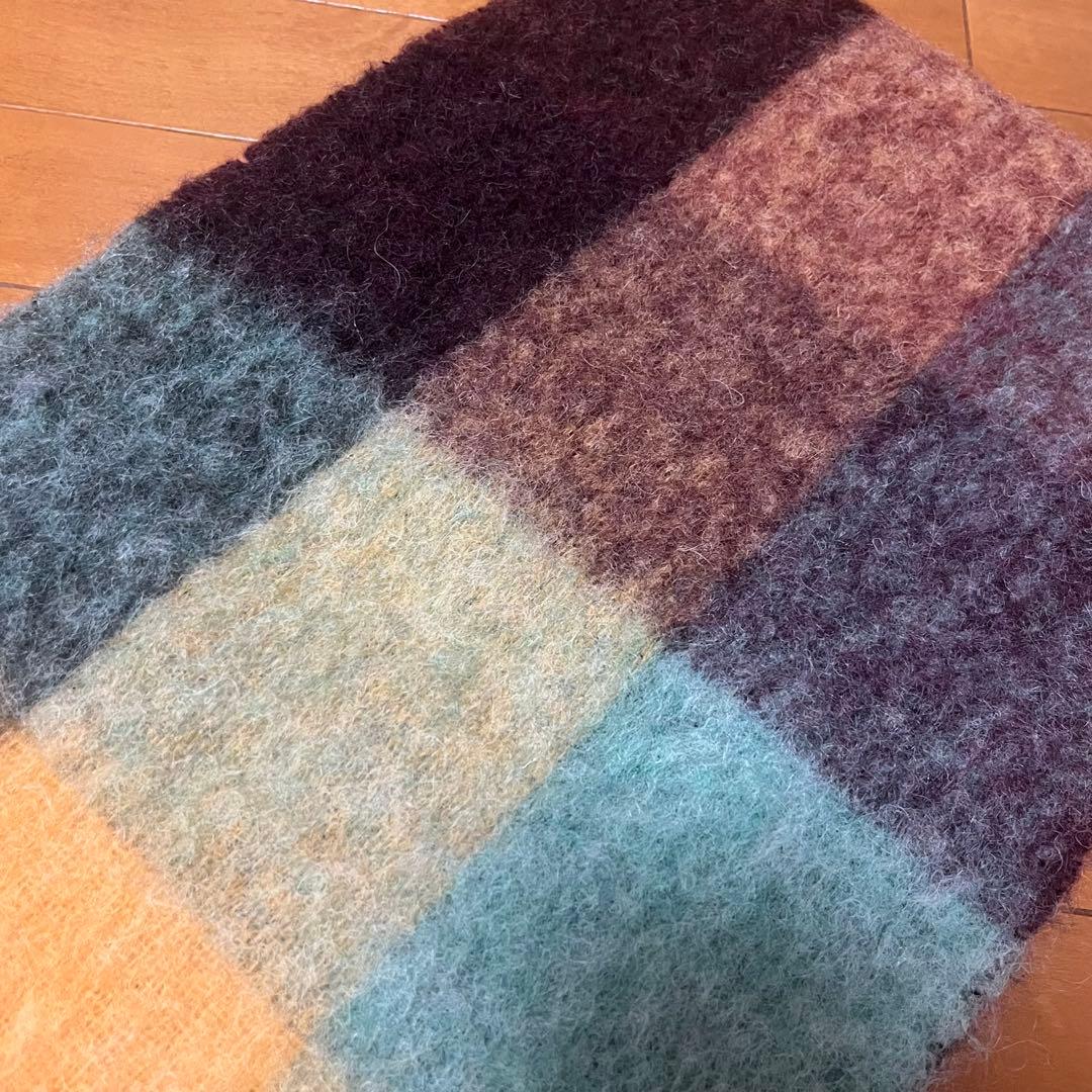 Acne Studios マフラー モヘアチェックスカーフ ブラウン/イエロー