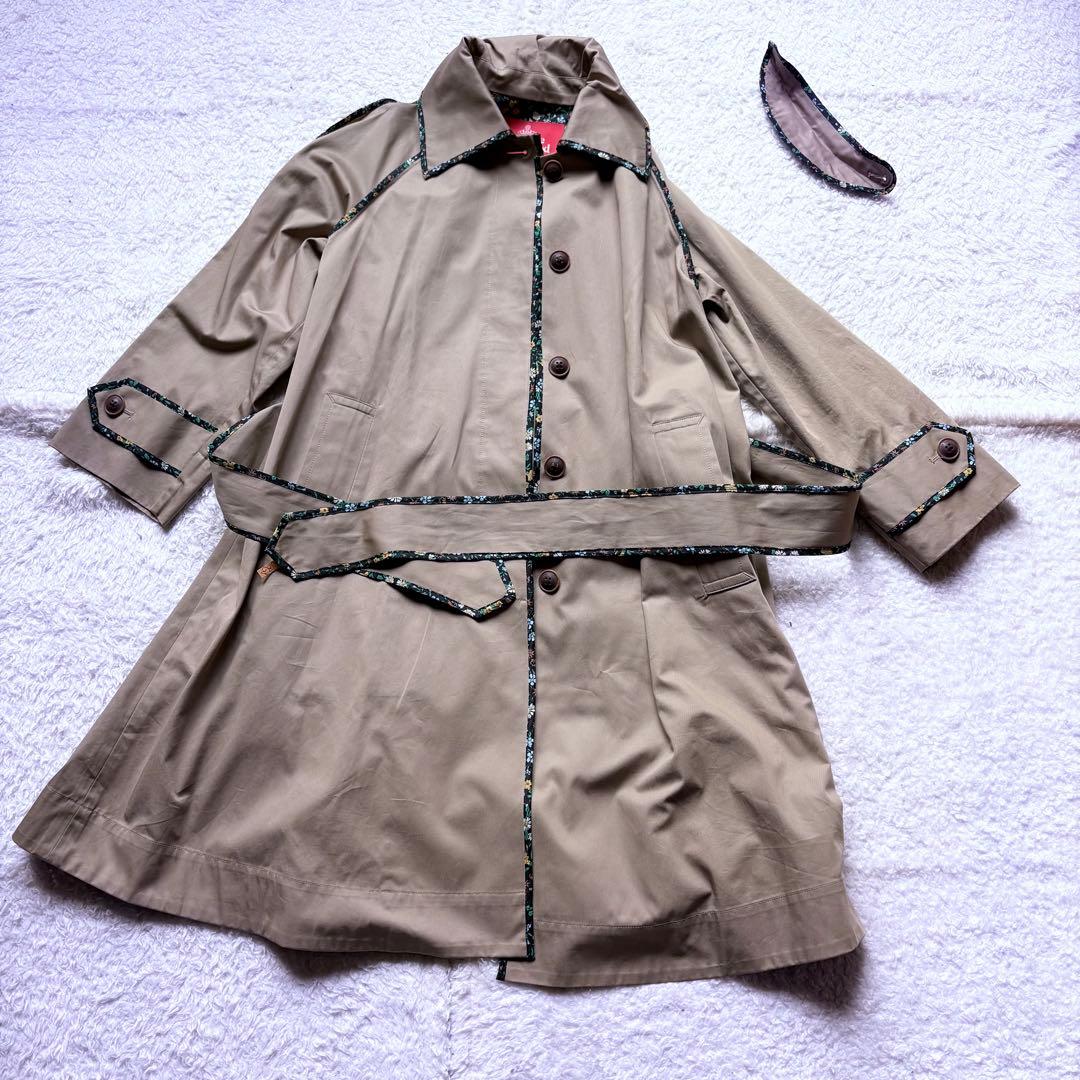 ヴィヴィアンウエストウッド Aライン トレンチコート ロングコート 花柄 紐付き