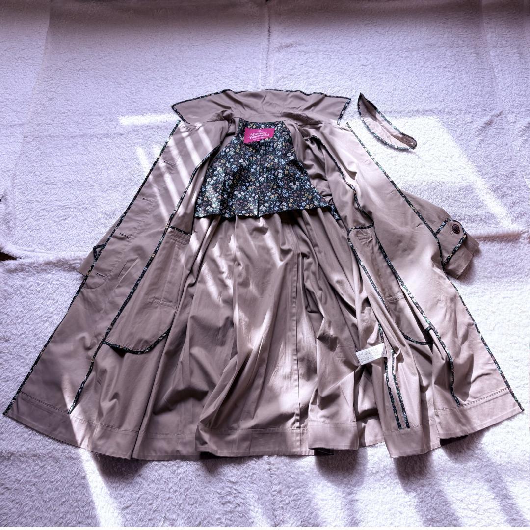 ヴィヴィアンウエストウッド Aライン トレンチコート ロングコート 花柄 紐付き