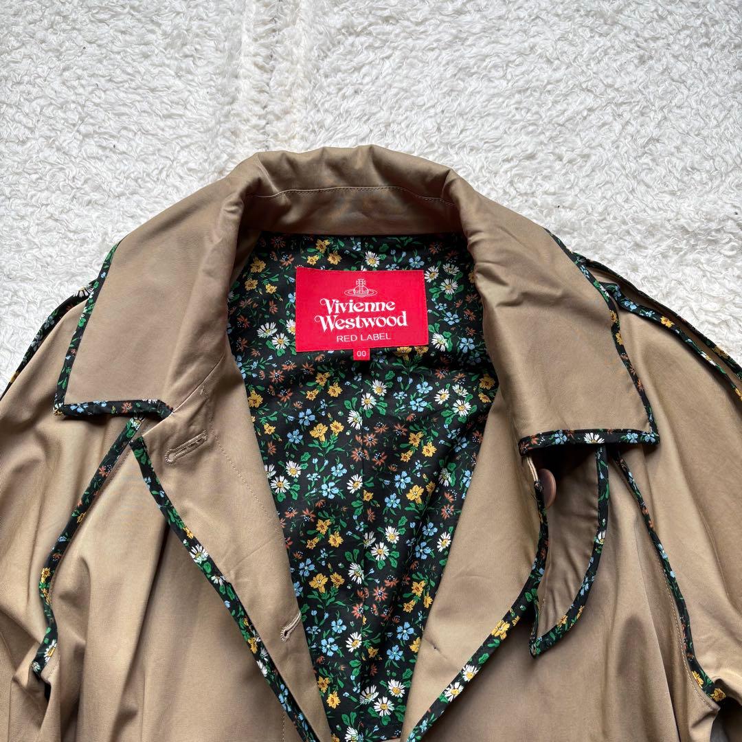 ヴィヴィアンウエストウッド Aライン トレンチコート ロングコート 花柄 紐付き