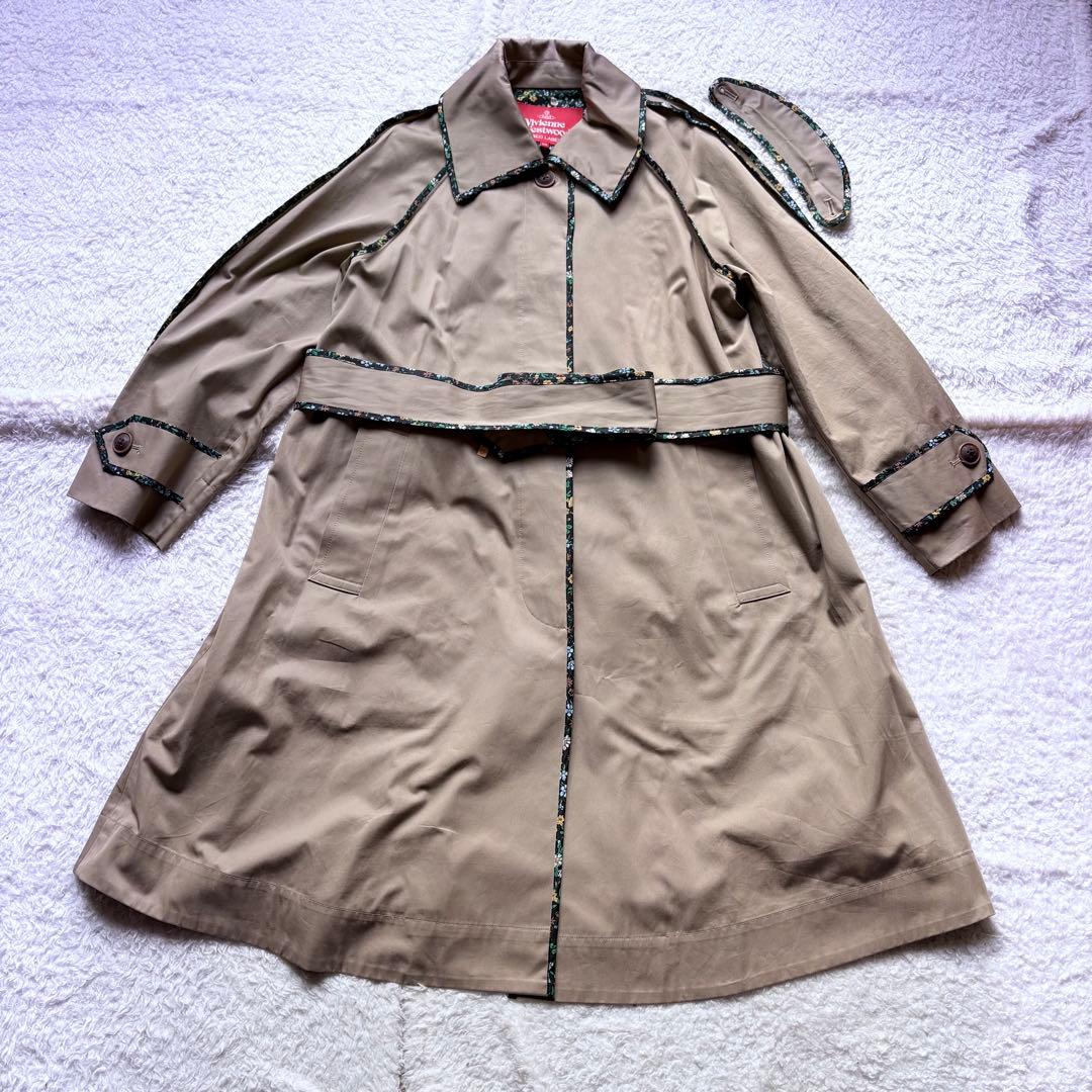 ヴィヴィアンウエストウッド Aライン トレンチコート ロングコート 花柄 紐付き