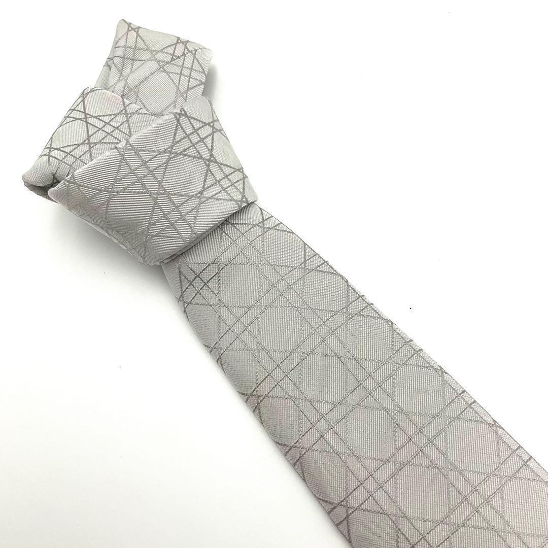 ディオール Dior ネクタイ グレー カナージュ グレー シルク