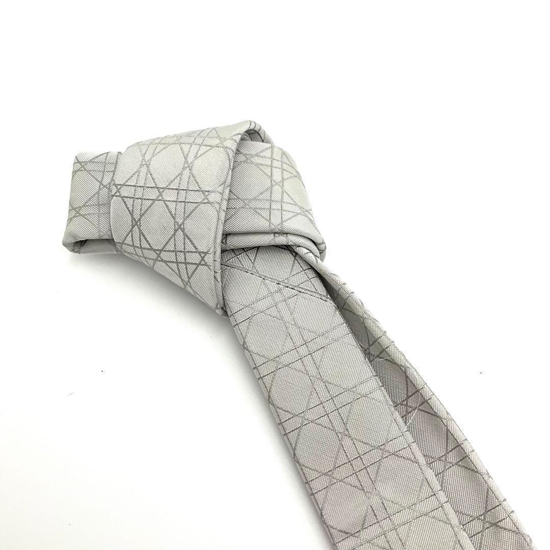 ディオール Dior ネクタイ グレー カナージュ グレー シルク