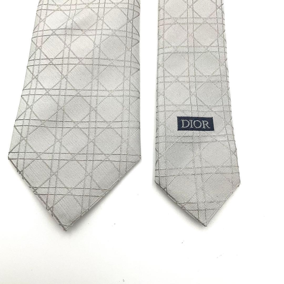 ディオール Dior ネクタイ グレー カナージュ グレー シルク