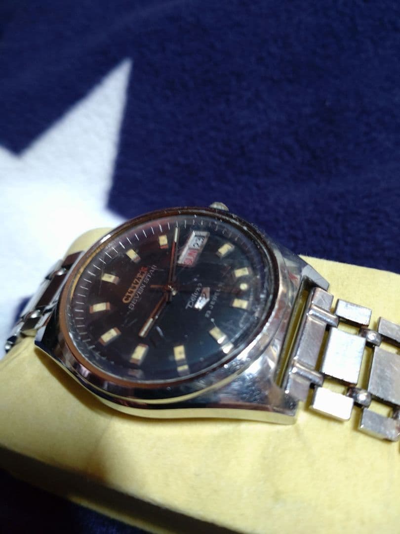 シチズンセブンスターデラックス　フルオリジナル 希少　ブラック文字盤