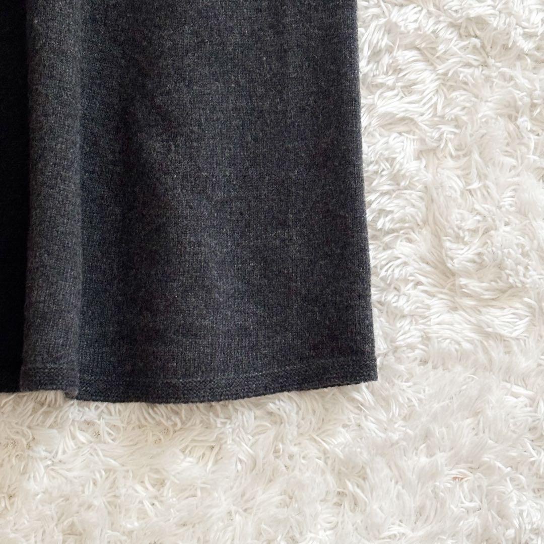 フォクシー　ニットワンピース　ウール100% ロゴプレート　グレー　38 フレア