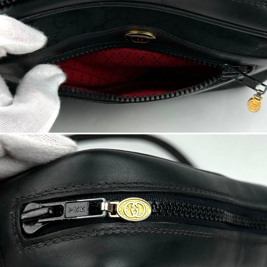 美品■グッチ ショルダーバッグ シェリーライン GGキャンバス クロスボディ 黒