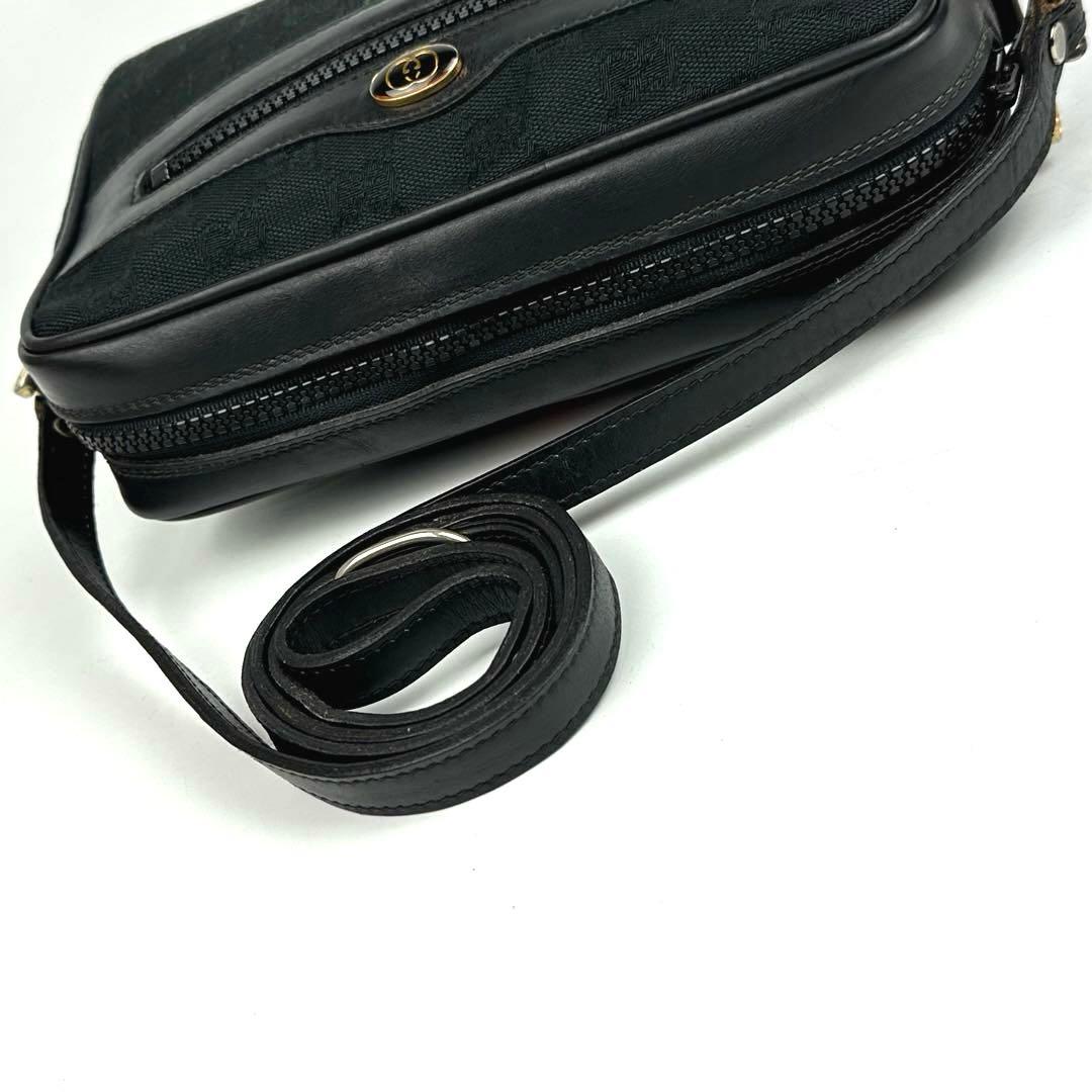 美品■グッチ ショルダーバッグ シェリーライン GGキャンバス クロスボディ 黒