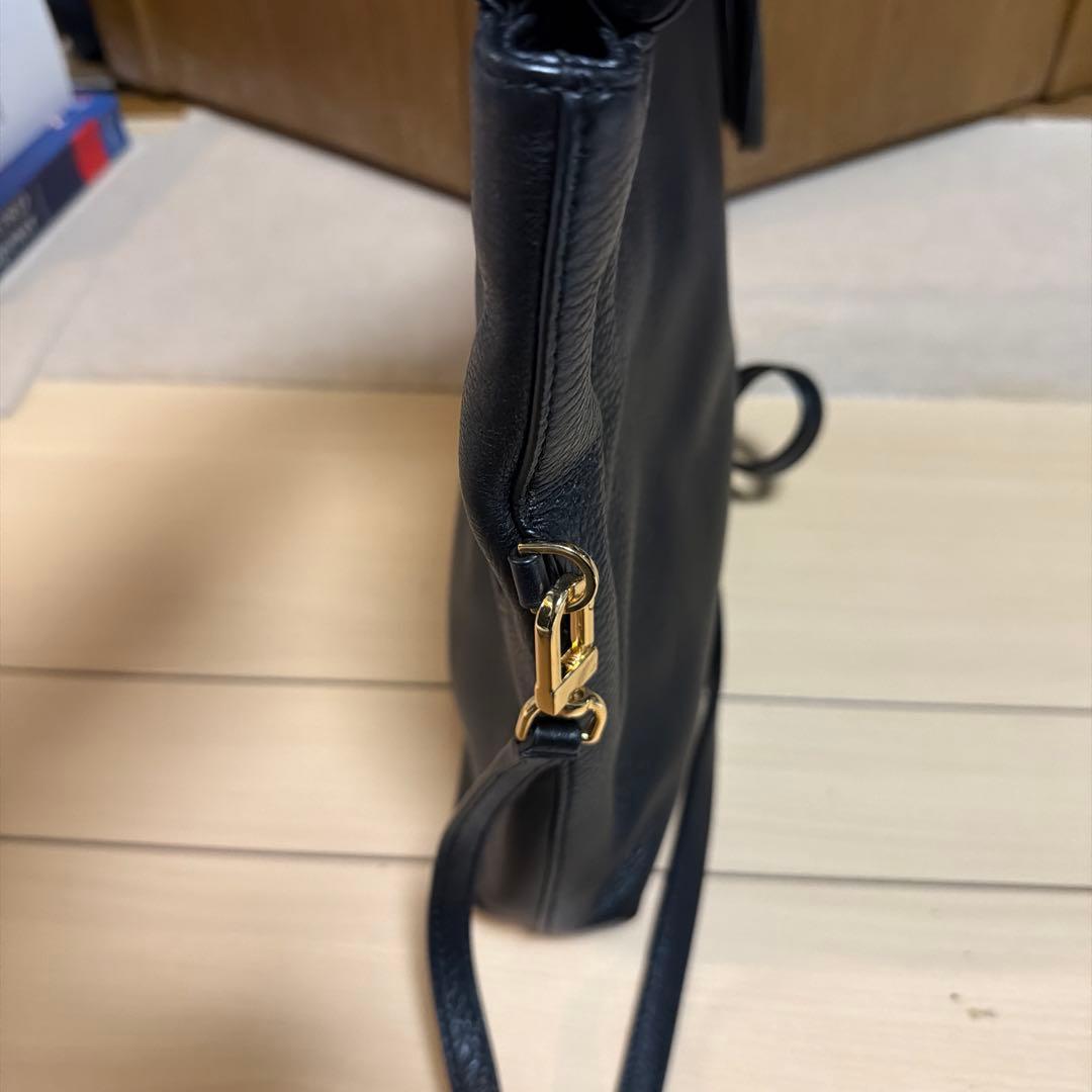 トリーバーチ/ブラックレザーショルダーバッグ 保存袋付き