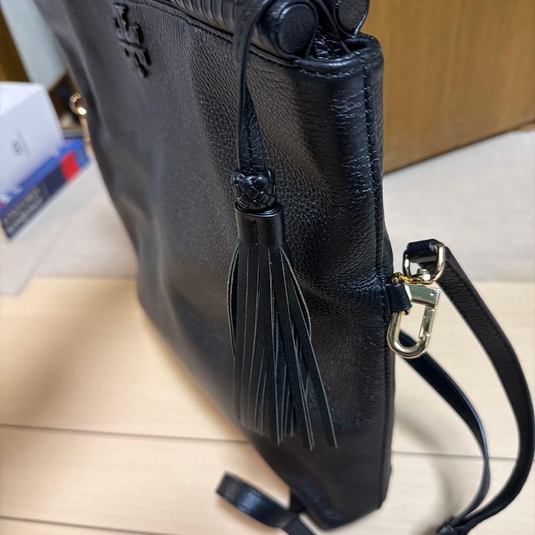 トリーバーチ/ブラックレザーショルダーバッグ 保存袋付き