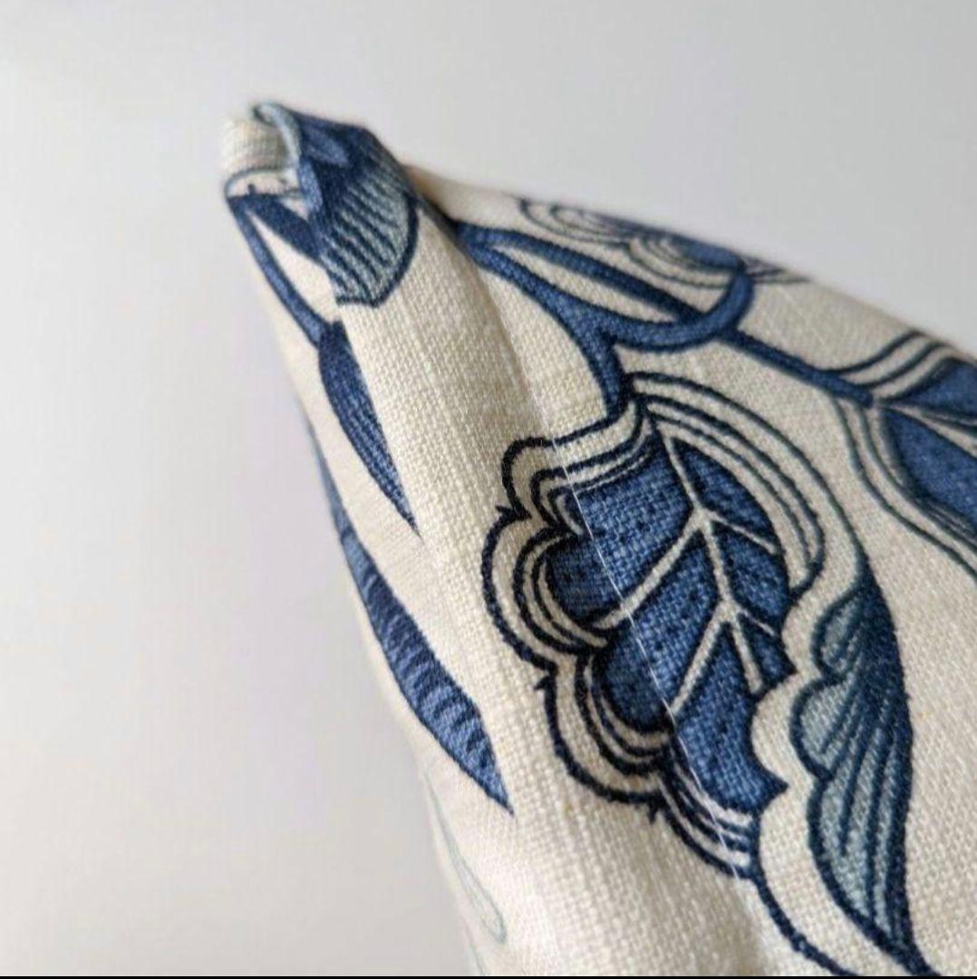 座布団カバーリネン混【インディゴ】3枚 ハンドメイド