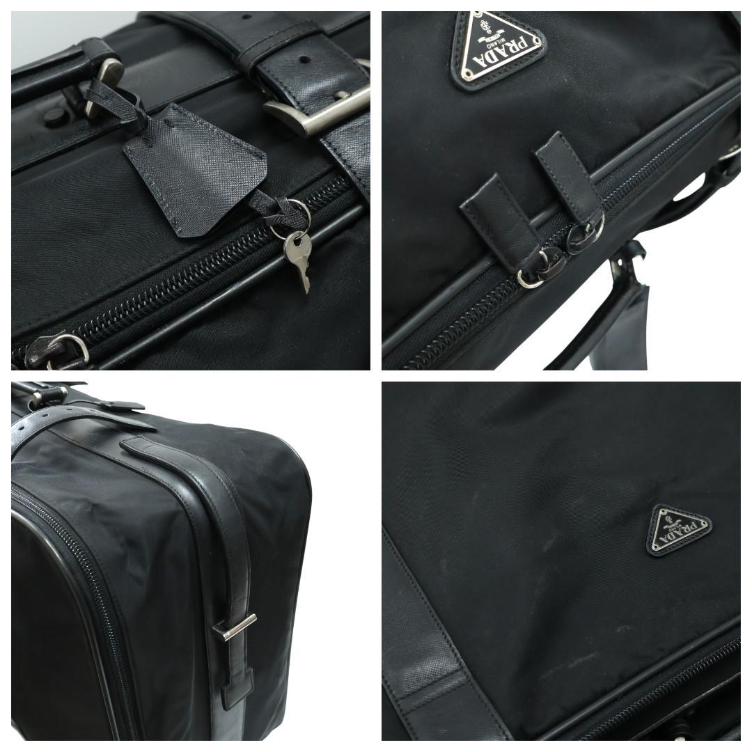 美品 PRADA プラダ キャリーバッグ ボストンバッグ 2way 3角ロゴ 黒