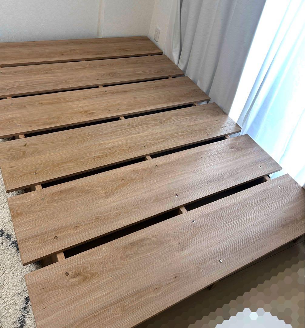 【1月10日まで出品】LOWYA ロウヤ 木目調ローベッド フレーム セミダブル