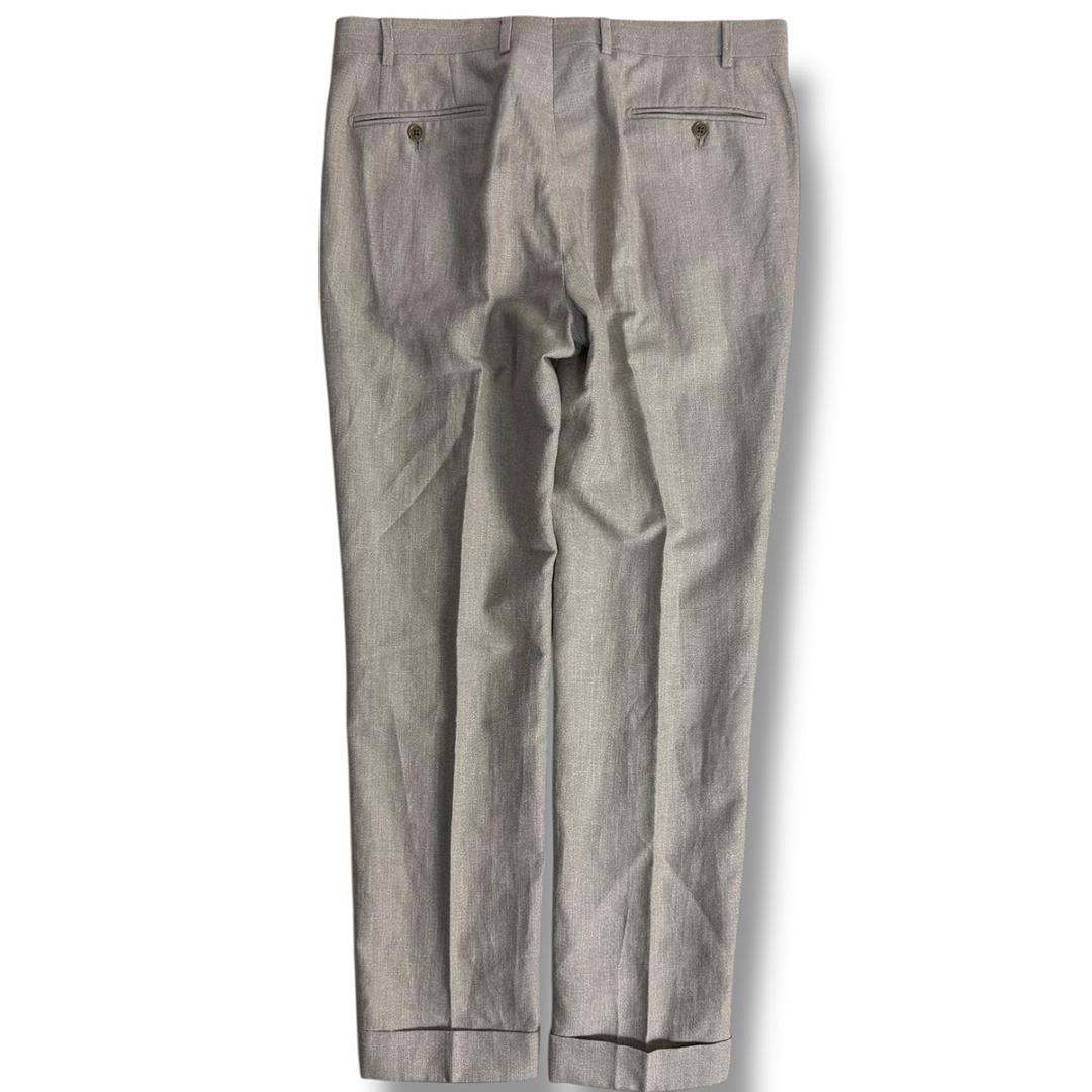 J3019美品 エンポリオアルマーニ 黒タグリネンソリッドスーツ モカグレー50