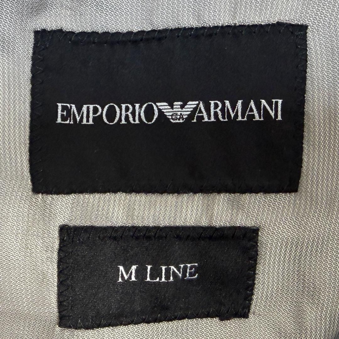 J3019美品 エンポリオアルマーニ 黒タグリネンソリッドスーツ モカグレー50