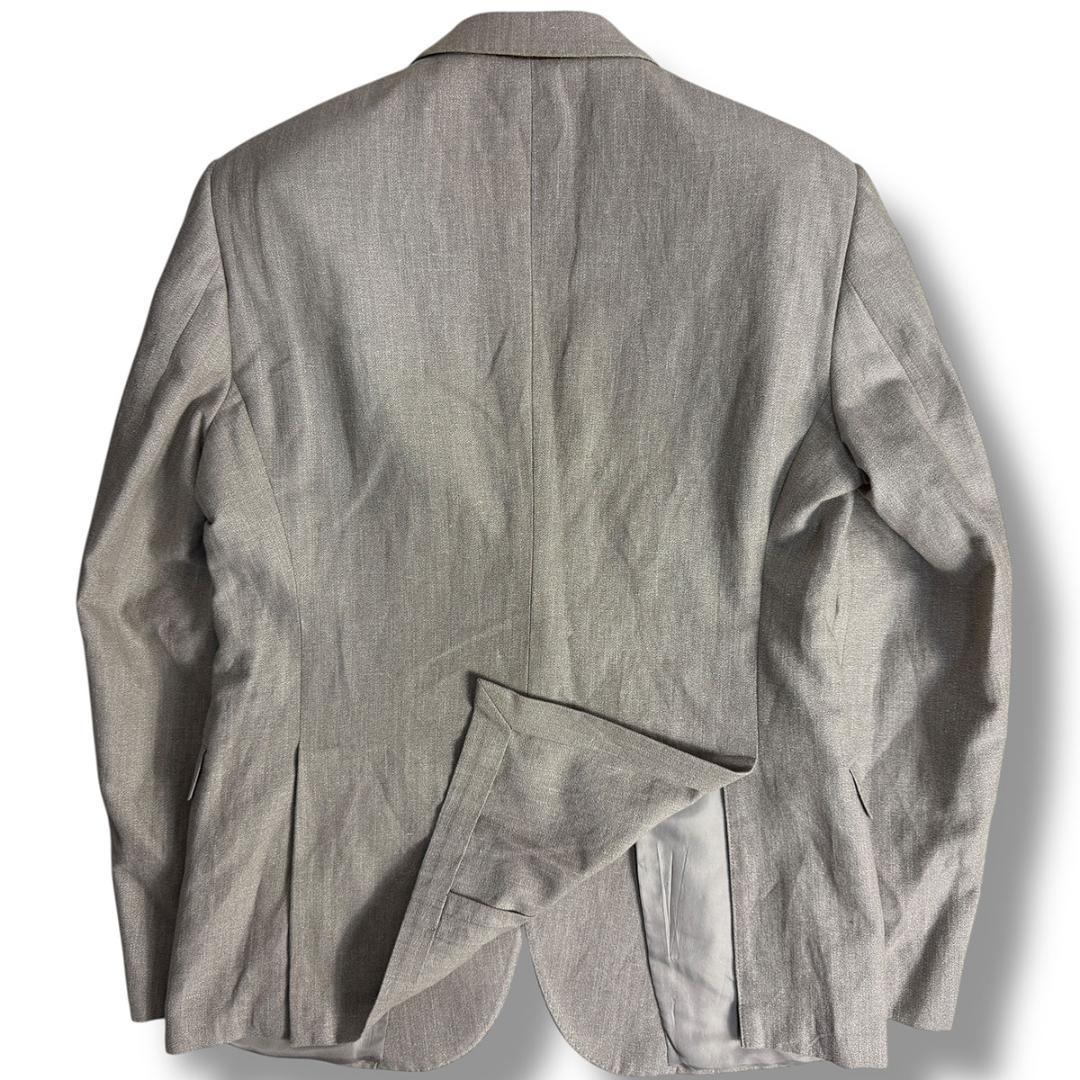 J3019美品 エンポリオアルマーニ 黒タグリネンソリッドスーツ モカグレー50