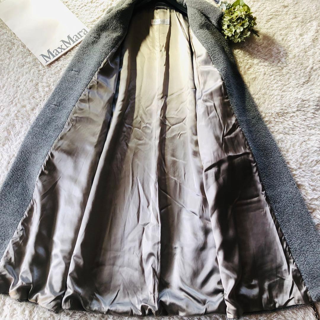 美品✨マックスマーラ ベルテッドコート マキシ丈 アルパカ 女優襟 グレー 40