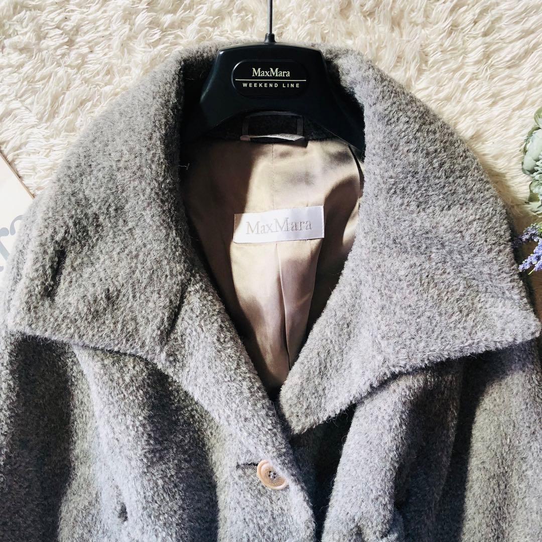 美品✨マックスマーラ ベルテッドコート マキシ丈 アルパカ 女優襟 グレー 40