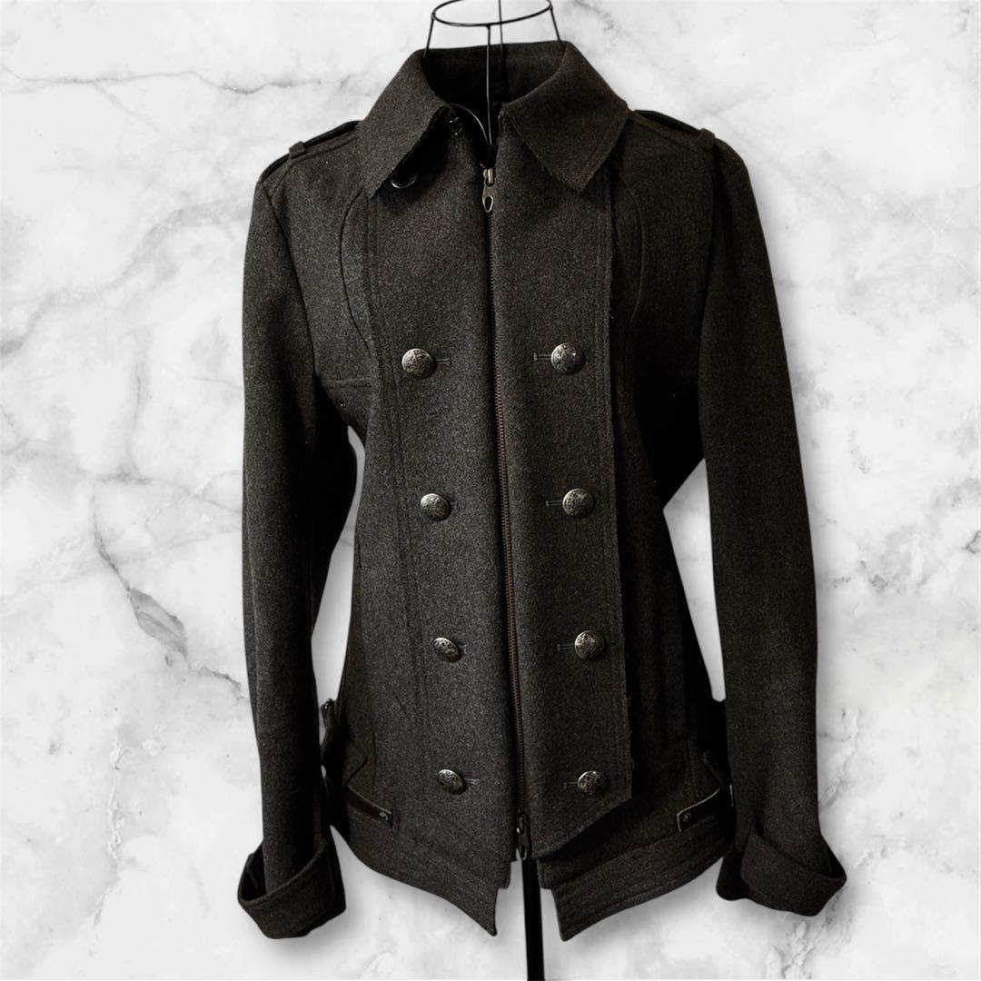 美品 PPFM ナポレオンジャケット M ブラック ウール混 ミリタリーコート